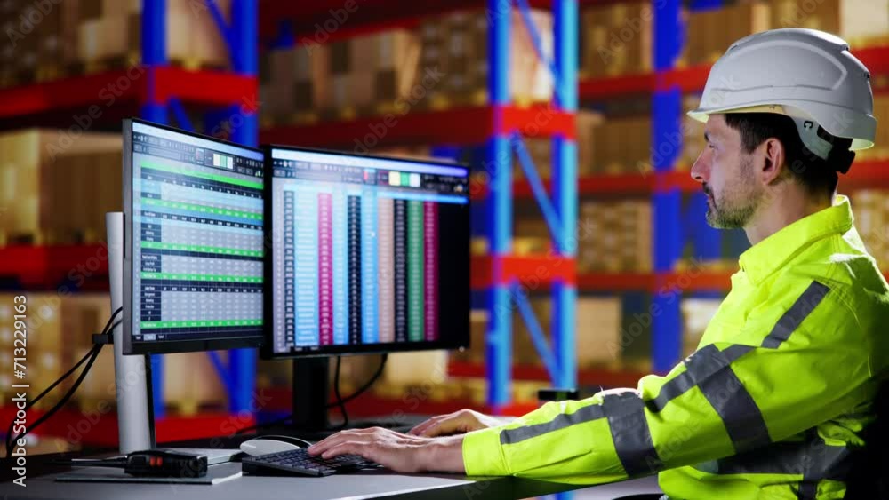 Aufkleber warehouse inventory management on computer