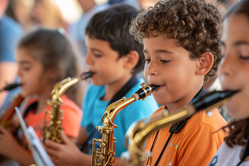 Children engage in a music workshop during Fête de la Musique - learning instruments and embracing the joy of music education and creativity.
