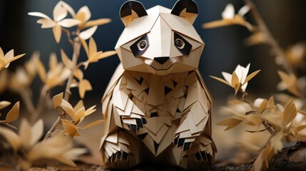 Super cute panda with origami with chinese style UHD wallpaper