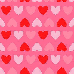 Groovy Hearts Seamless Pattern. Vector Background in 1970s-1980s Hippie Retro Style for Print on Textile, Wrapping Paper, Web Design and Social Media. Pink and Purple Colors.