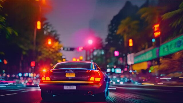 psychedelic hallucinating drunk driving on drugs animation on city streets