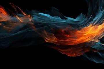 Abstract lines of colored fire on a black background