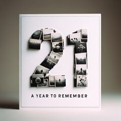 21st Year: A Black and White Photo Montage Card