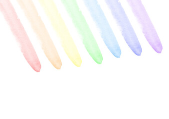 水彩で描いた虹色の線が並んだ背景イラスト