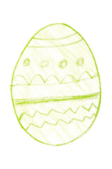 Drawing green Easter eggs isolated on transparent background.