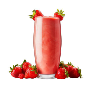Bell Pepper Power Smoothie: Bell Peppers, Strawberries, Greek Yogurt, Honey, Ice isolated on transparent background