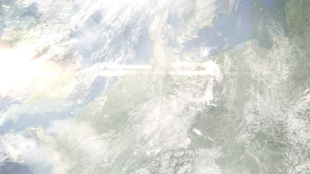 Zoom in from space and focus on Rinteln, Germany. 3D Animation. Background for travel intro. Elements of this image furnished by NASA