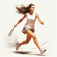 Fototapeta na wymiar woman playing badminton badminton, sport, white background