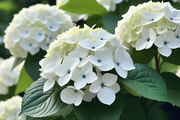 white hydrangea flowers. 
