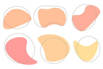Set of abstract fluid shapes in pastel colors. vector illustrations. peach fuzz and analogous color.