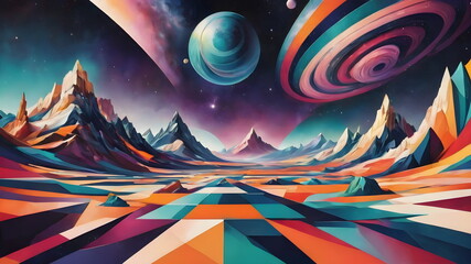 A sleek interstellar geometric abstract scenery evoking the beauty of cosmic