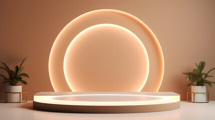 product display podium mockup background with light frame