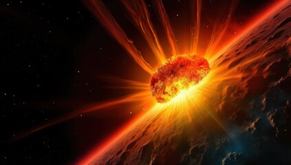 A meteorite crashes into planet