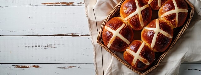 Easter. Good Friday. Hot cross buns - obrazy, fototapety, plakaty