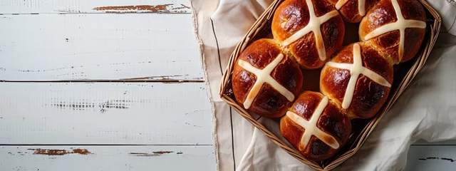 Fotobehang Easter. Good Friday. Hot cross buns © Faith Stock