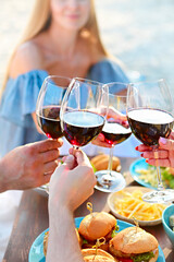 Summer picnic with red wine