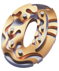 3d rendered golden and silver letter with decorative abstract surface