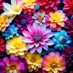 Vibrant Multi-Colored Blooming Flowers Background for Spring and Summer Themes