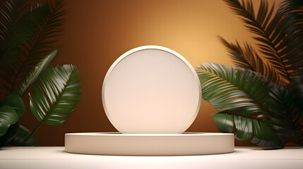 product display podium mockup background with light frame