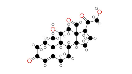 aldosterone molecule, structural chemical formula, ball-and-stick model, isolated image steroid hormone