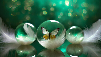 Szklane kule, abstrakcja dekoracja, generative ai