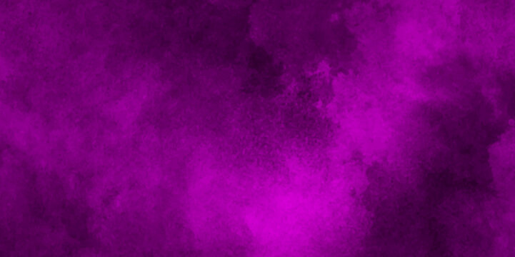 Hand-drawn bright pink gradient abstract watercolor splashed on the paper.Abstract purple smoke mist fog on a black background. Isolated texture overlays background .