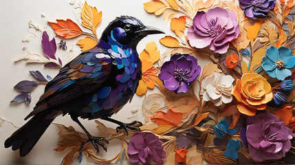 A Colorful Journey with the Common Grackle ai generated