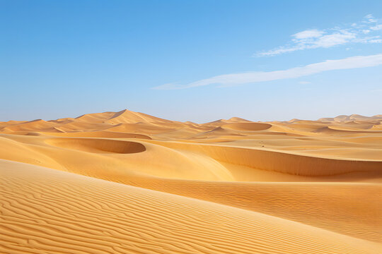 Desert dunes under a clear blue sky