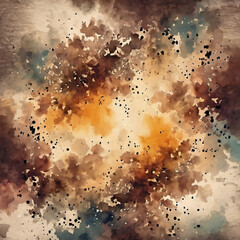 Abstract watercolor background with grunge brush strokes, splash and spots. Hand-drawn illustration.