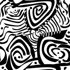 Abstract Seamless Pattern | Black and White Shapes Pattern