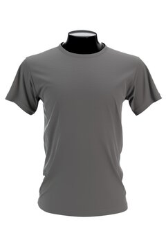 A gray t-shirt on a mannequin dummy.
