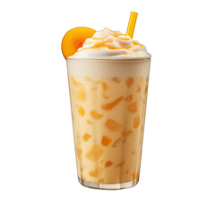 Apricot Ambrosia Smoothie: Apricots, Orange Juice, Greek Yogurt, Chia Seeds, Ice isolated on transparent background