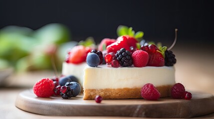 Professional food photography of Cheesecake with berries