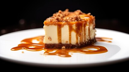 Professional food photography of Cheesecake with caramel