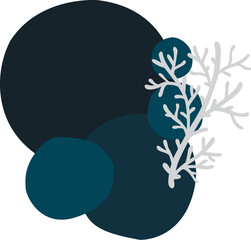 Coral reef with deep blue bubble banner flat design illustration for decoration on marine life and sea.