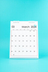 2024 March white desk calendar.