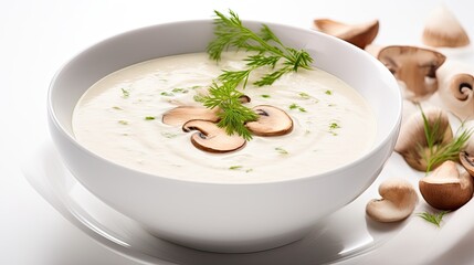 Professional food photography of Cream soup of mushrooms