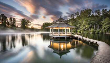 Fototapeta premium a waterfront pavilion on the beautiful waterside 