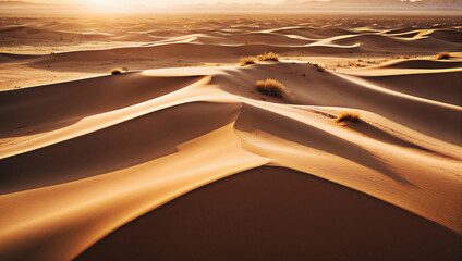 Vibrant mesmerizing of desert sand dunes with rippling patterns and shifting shapes