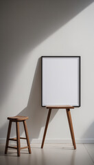 Mock up a frame in living room interior background, 