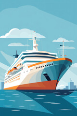 Ocean Cruise: A Serene Journey on the Luxurious Liner amidst Blue Waters and White Clouds