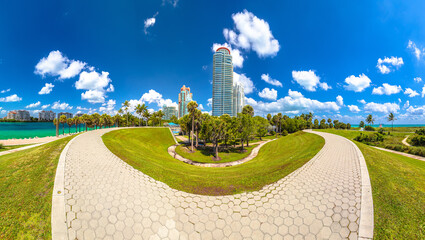 Miami Beach South beach scenic ocean walkway view, Florida state