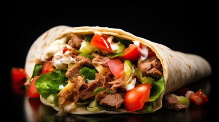 Professional food photography of Shawarma with beef