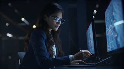 Woman Working at Desk With Laptop, Women Day
