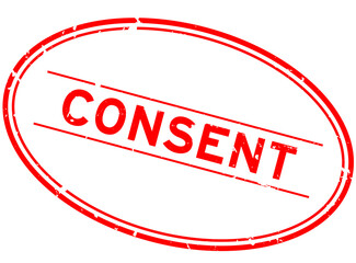 Grunge red consent word oval rubber seal stamp on white background