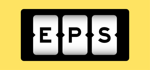 Black color in word EPS (Abbreviation of Earnings per share) on slot banner with yellow color background