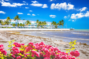 Duval Street Pocket Park beach and waterfront in Key West view, south Florida