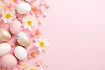 Fototapeta na wymiar border background with intricately decorated Easter eggs