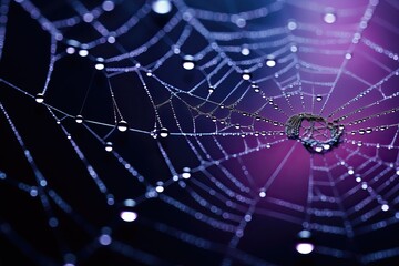 Spider web in raindrops