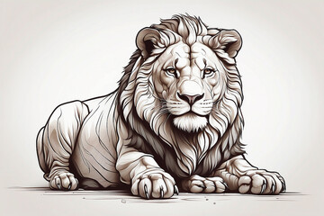 Minimalist Line Art of an African Lion for Kids AI Generative